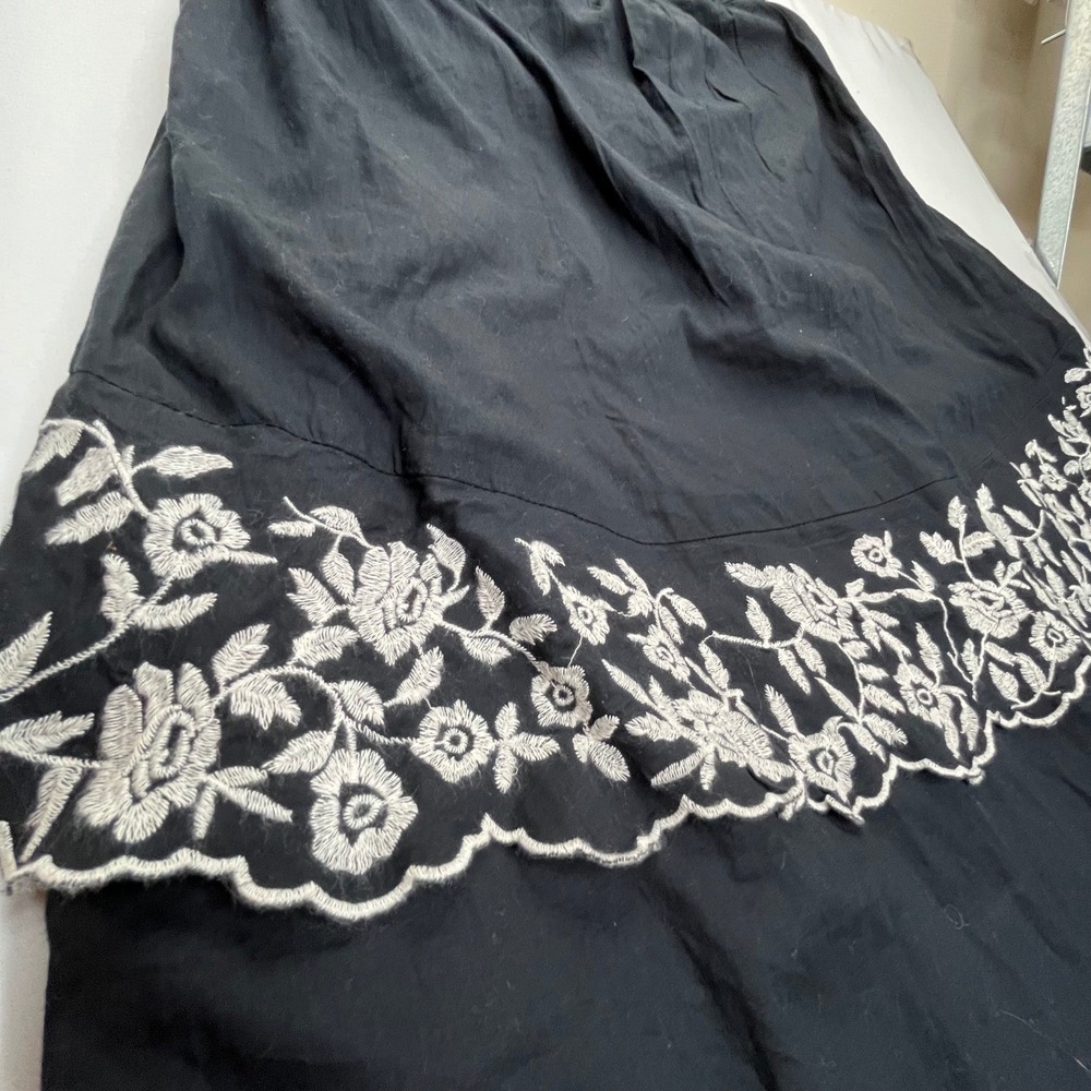 Abercrombie & Fitch Maxi Dress XL Black Cotton Floral Embroidered Halter Boho - Picture 13 of 16